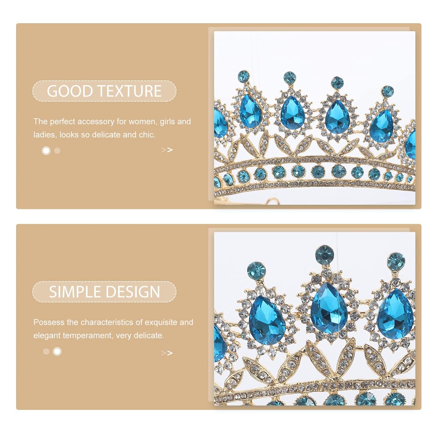 Blue Tiara Rhinestone Princess Tiaras Bridal Rhinestone Headpiece Banquet Bridal Headband Light Blue Tiara for Women Girl