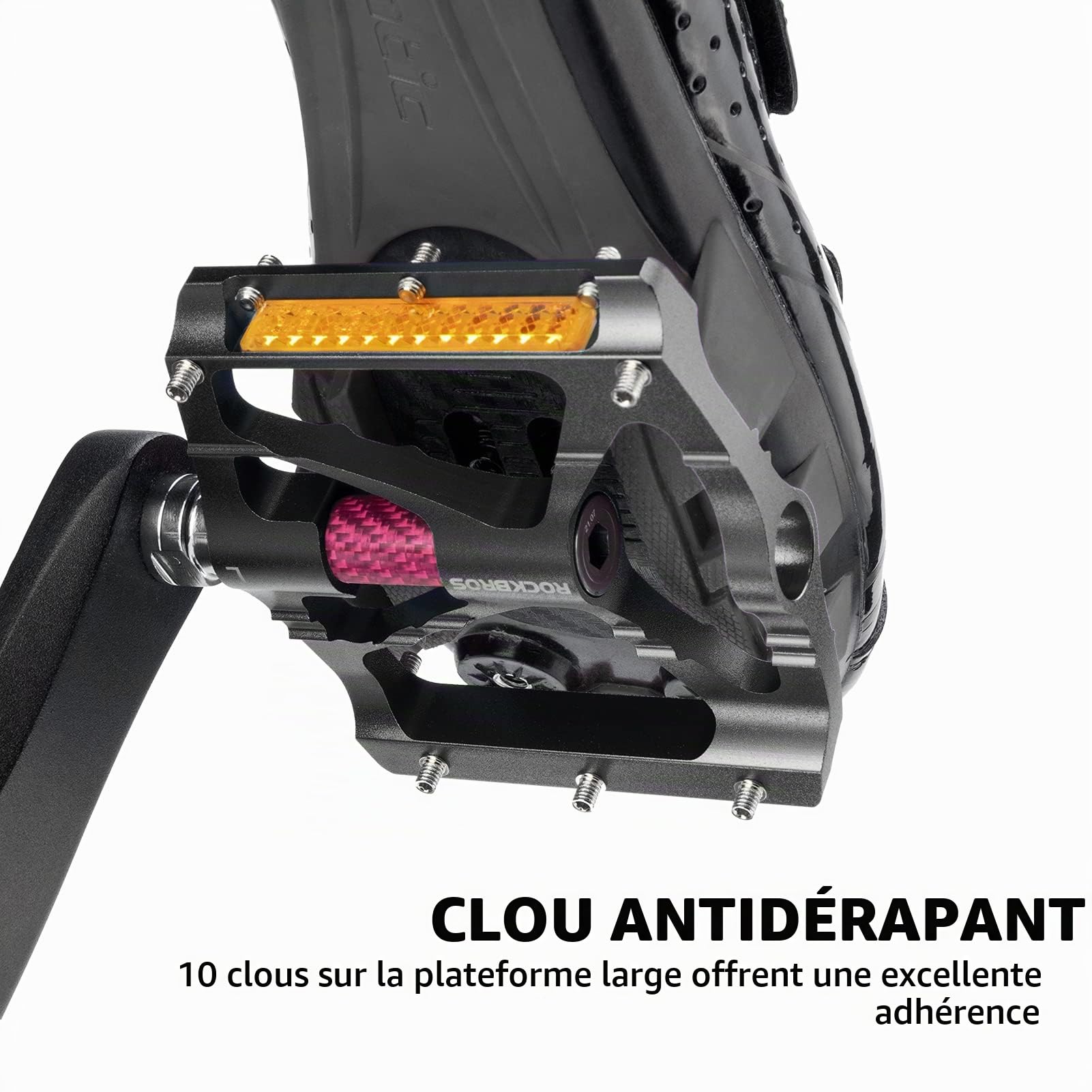 ROCKBROS 9/16 Pédales de vélo, Pédales de VTT en Alliage d'aluminium avec Roulements Scellés, Pédales Antidérapantes Réfléchissant Noir Bleu