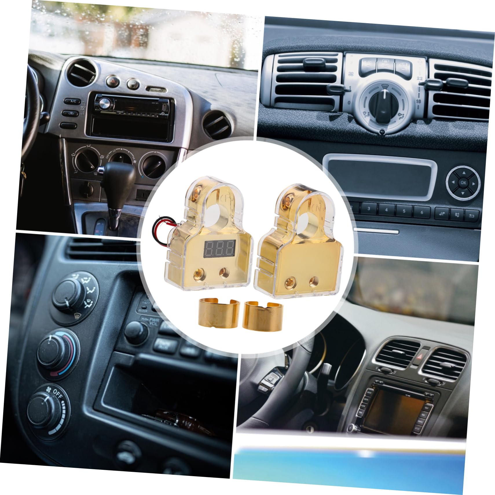 CHILDWEET Connecteur de Borne de Batterie Automobile avec Voltmètre Numérique, Alliage de Zinc, Installation Facile, pour Voiture, Bateau et Camping-