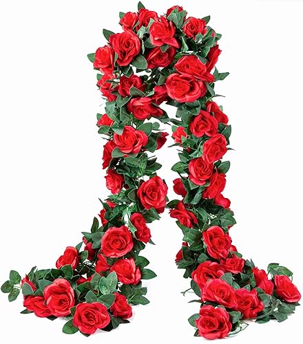 Paquete de 2 guirnaldas de Rosas Artificiales de Seda para Colgar en el día de l