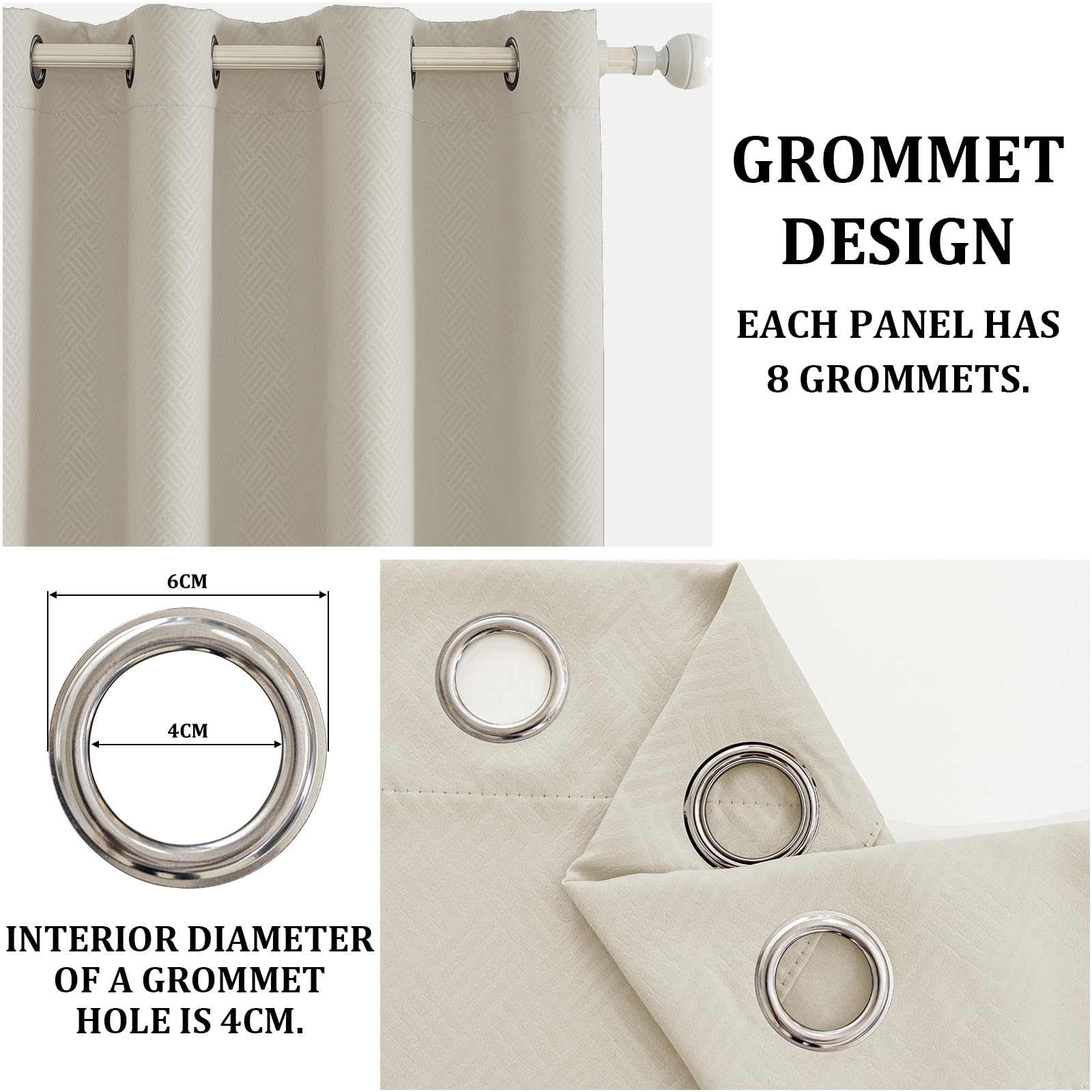 Ystyle Cortinas Termicas Aislantes Frio y Calor Opacas Dormitorio 2 Piezas, 140x225 CM, Modernas Blackout Cortinas con Ojales para Habitacion Salon, Beige