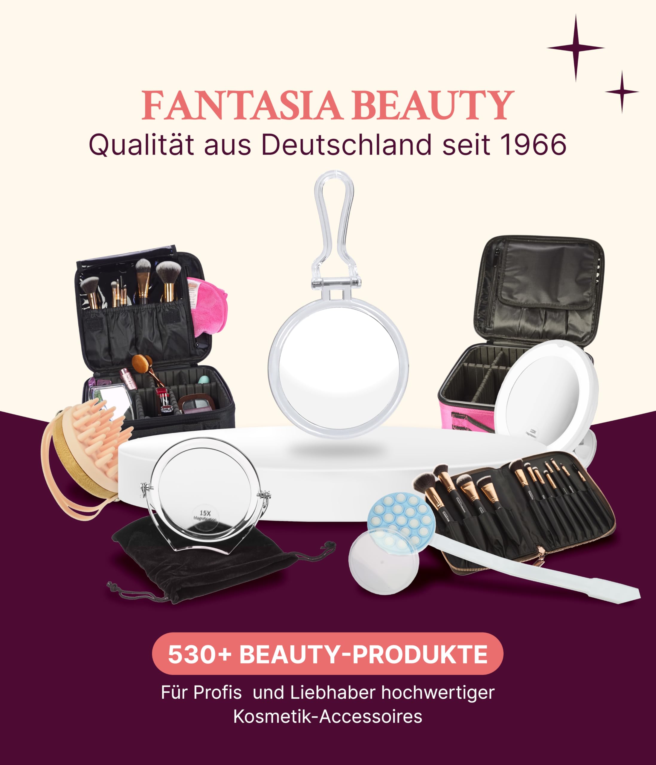Fantasia Lustro podróżne akrylowe 10x powiększenie średnica 16 cm z kopertą o długości 19/29,5 cm