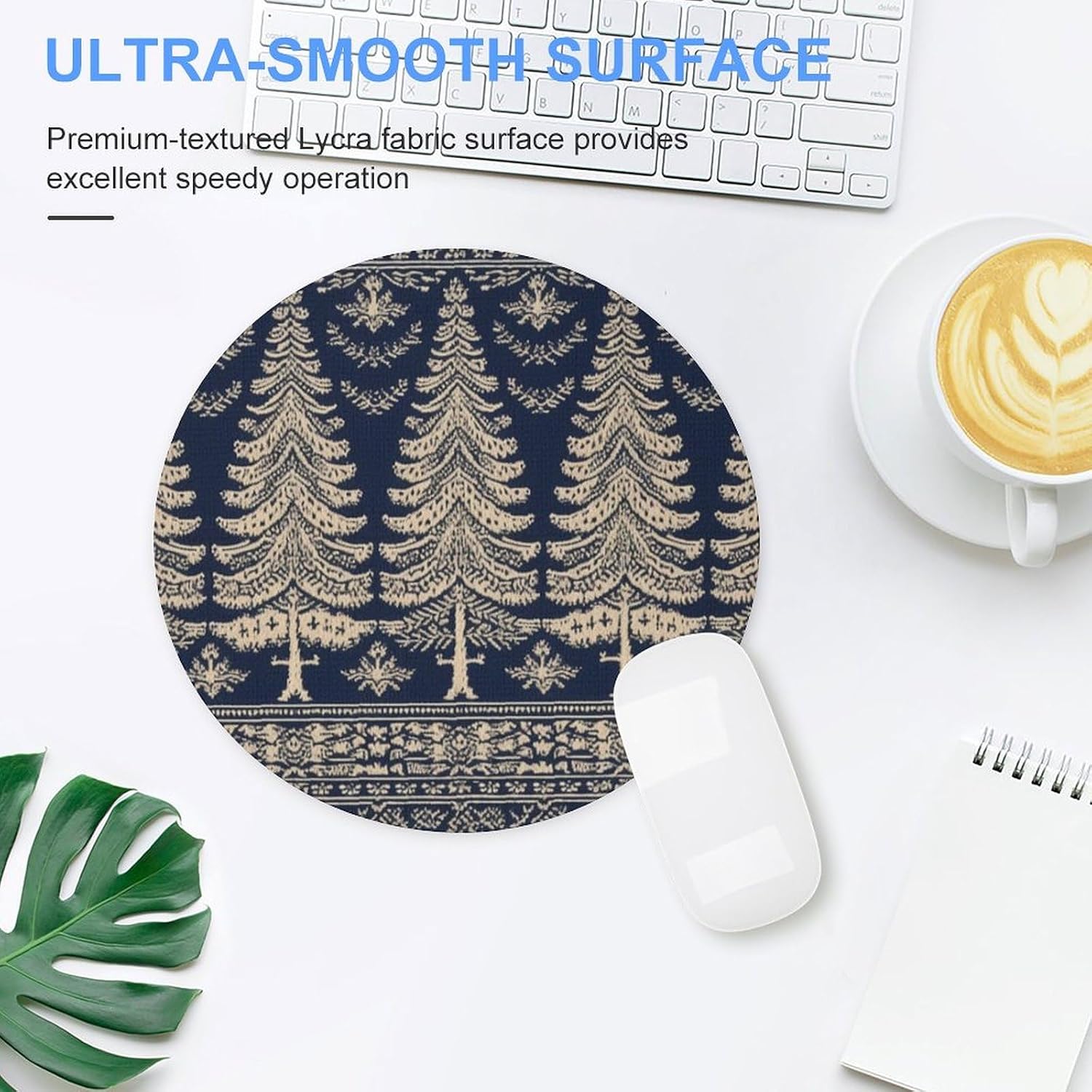 Christmas Tree Pattern Mouse Pad with Non-Slip Rubber Base Personalized Round Mouse Mat Nice and Cute Gaming Mousepad for Computers Home Office Desk Decor Accessories image 4