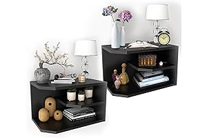 Floating Nightstand Set of 2: Wall-Mounted Bedside Tables