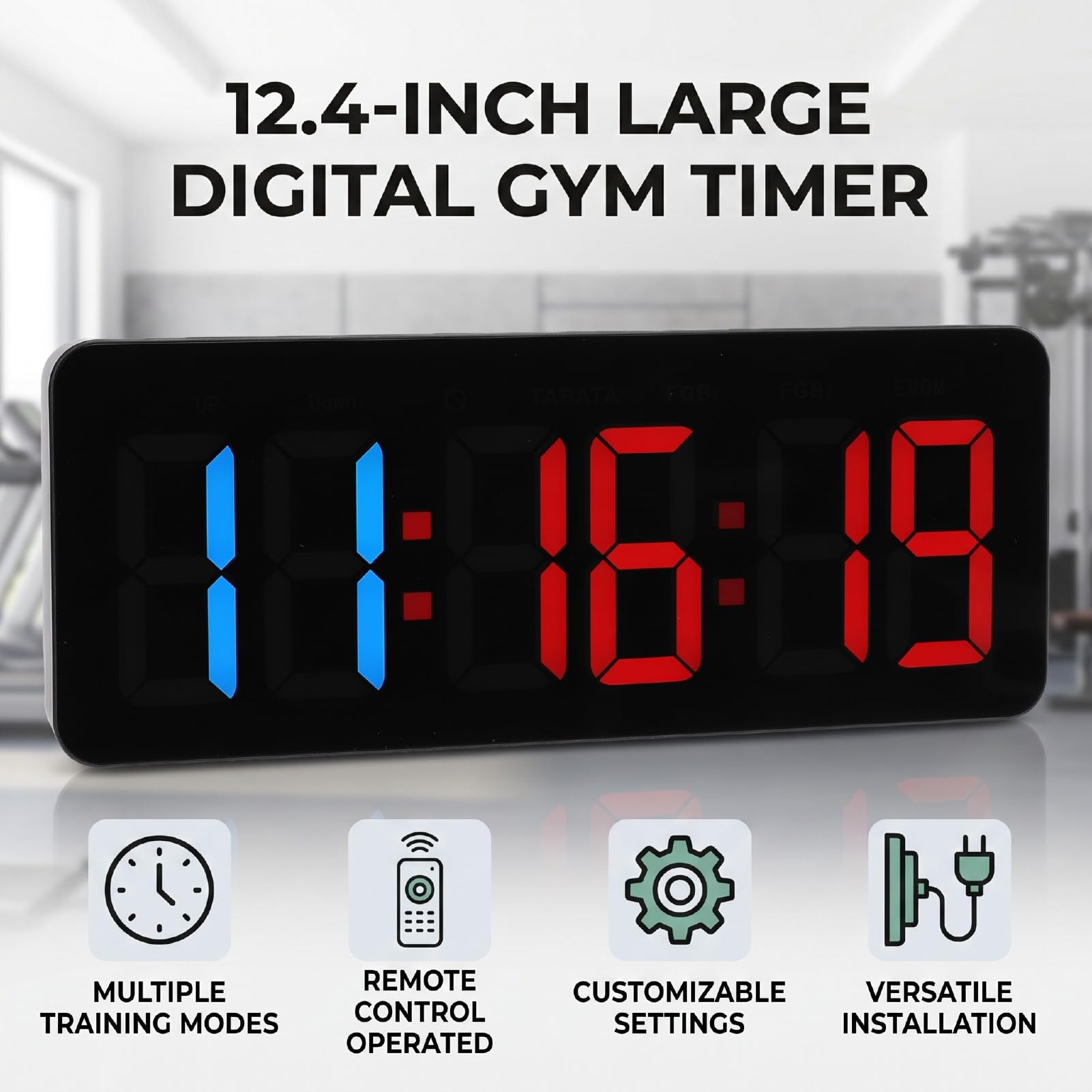 Timer Siłowni 12,4-calowy Duży Wyświetlacz LED Pilot Zdalnego