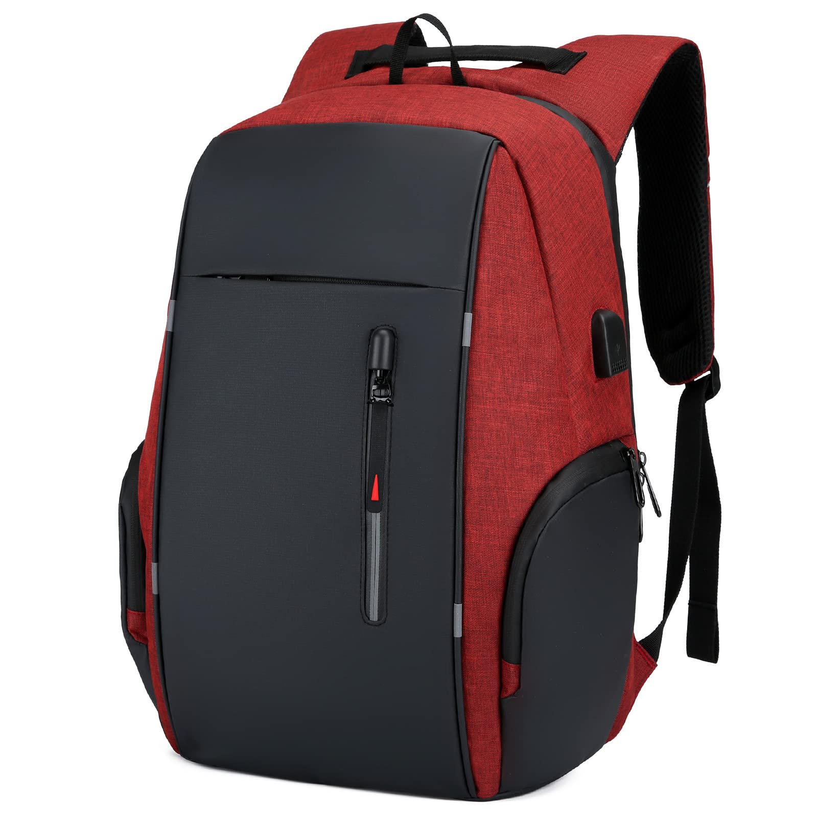 Business Backpack, Laptop Bag Multifunctional Shoulder Bag with USB Charging Port for Work Office Men (Type 1 Red)