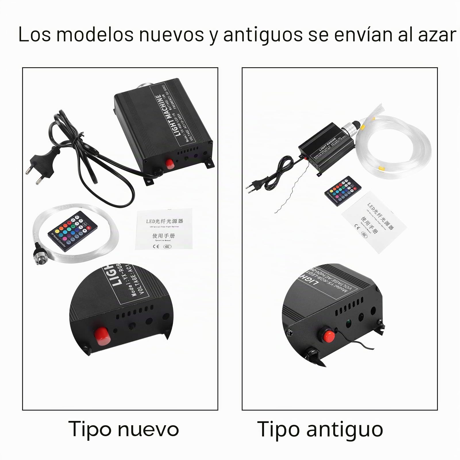 Kit de luces de techo de fibra óptica de plástico LED RGBW de 16W, kits de techo de cielo estrellado Motor con cables Controlador remoto para decoración de luces de hogar y automóvil(Enchufe de la UE)