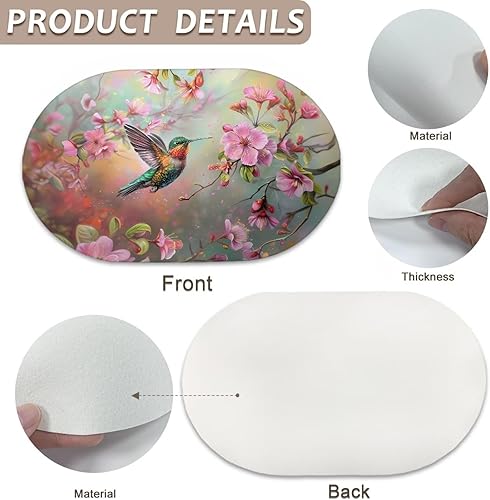 Miniatura 5 de Heat Resistant Placemats Oval Placemats Set of 6 Leather Washable and Wipeable Non Slip Place Mats, Waterproof Modern Dining Table Mats, Oval