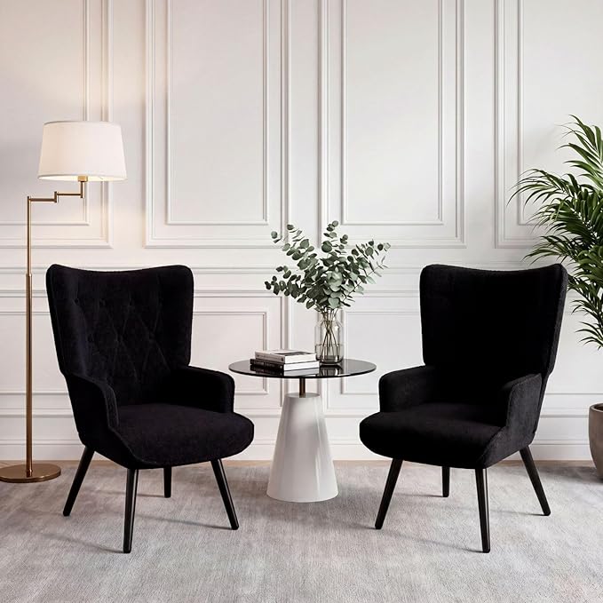 Sillón Tapizado Negro con Brazos y Patas Metálicas miniatura 9