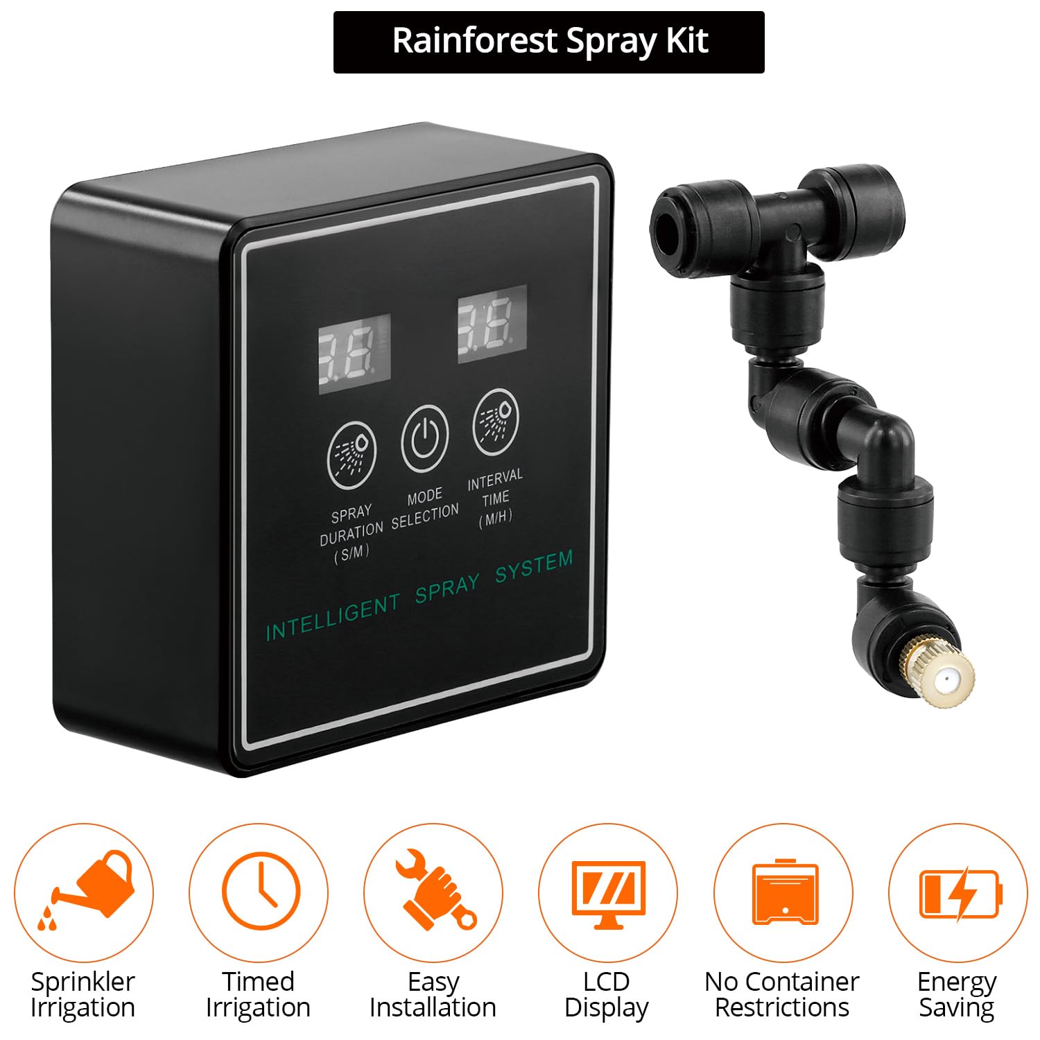 QWORK® Sistema Inteligente de nebulización para Reptiles,humidificador de Reptiles, boquillas rociadoras de 360°, para riego de Reptiles y Plantas