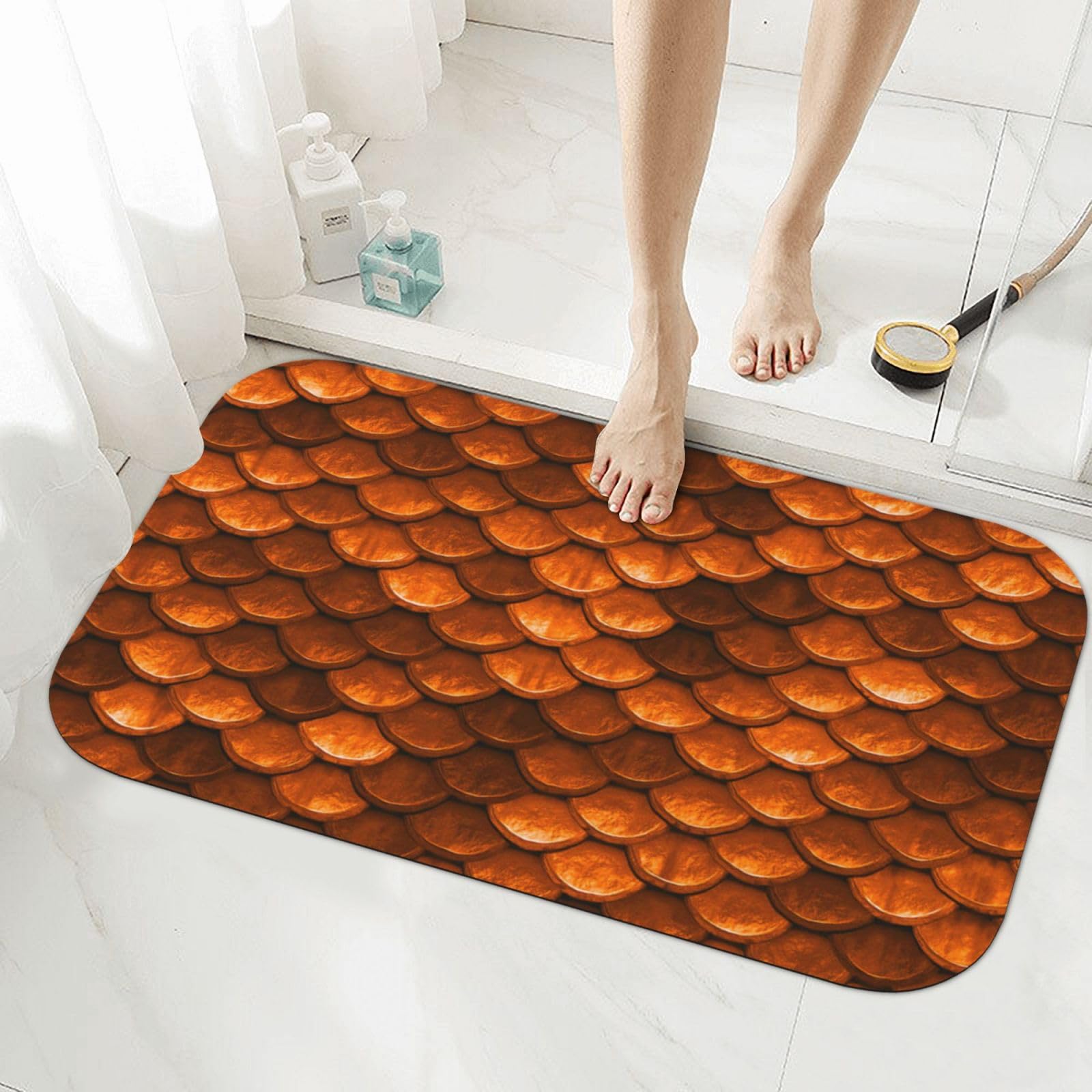 Tapis de salle de bain écaille de sirène pour sortie de douche moderne