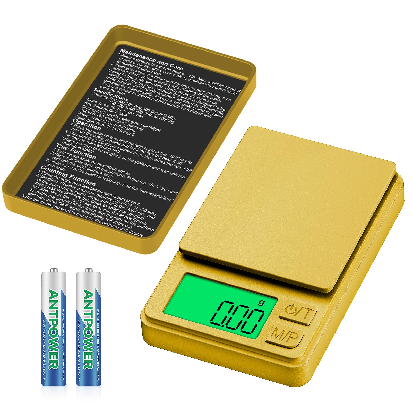 Diyife Mini Scales, [1000g/0.01g] Small Pocket Scales, High Precision Portable Weighing Scales with Cover, Fast Read with Back-Lit LCD Display, for Jewellery Gold Coffee Coin Herb Lab, Golden