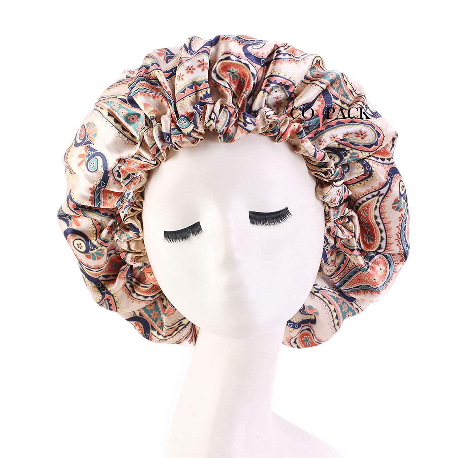 Cospack Women's Khaki Satin Bonnet For Natural & Curly Hair - Double Layers Reversible Silk Sleep Cap (Khaki)