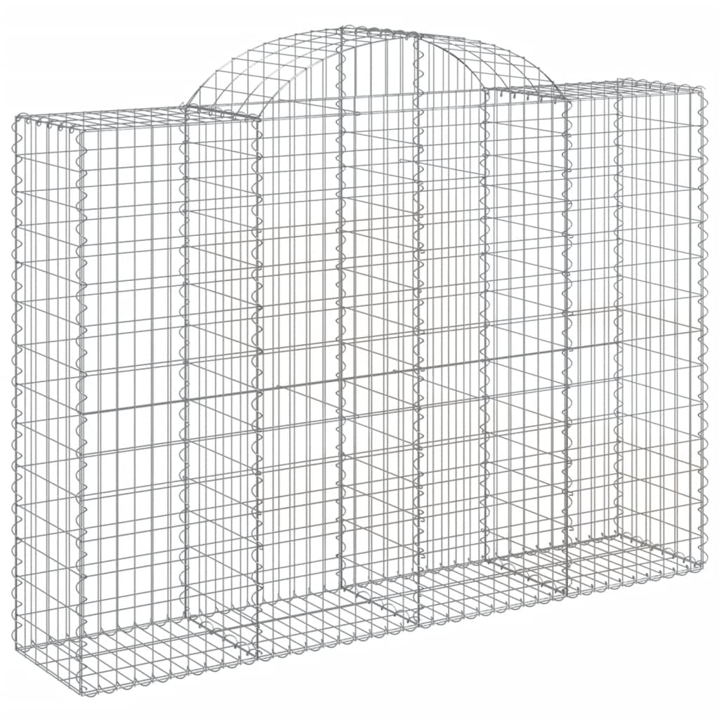 Kosze gabionowe z łukiem 7 sztuk, 200 x 50 x 140/160 cm, dekoracyjne bariery ogrodowe z ocynkowanym żelaza ze wzmocnionymi haczykami do ścian pochłaniających dźwięk
