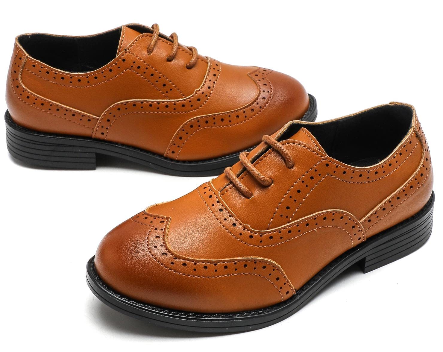 PPXID Garçon Fille Mixte Enfant Ecole Cuir Oxford Chaussures de Ville à Lacets Confortable pour Mariage Costume