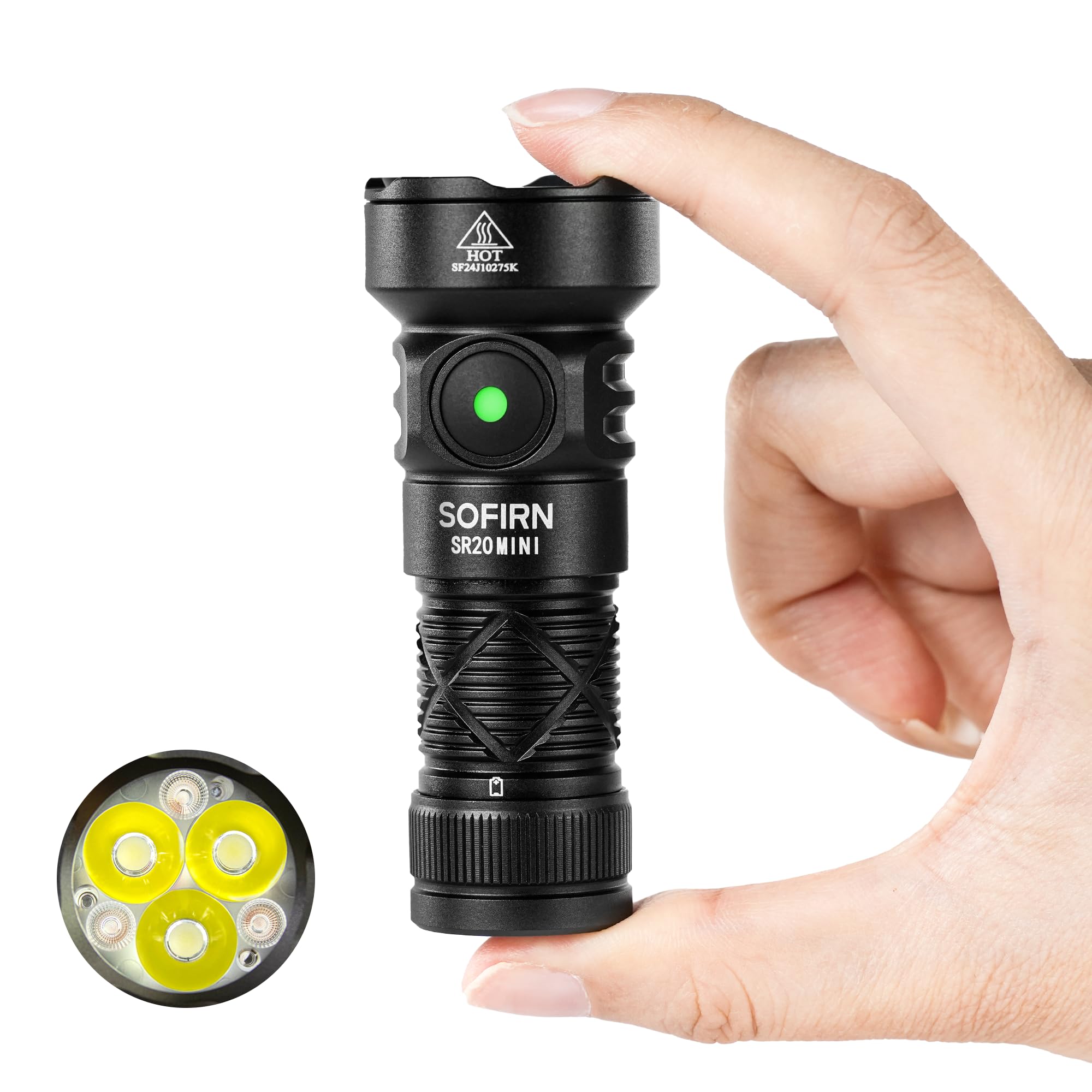 Sofirn SR20 MINI, 1200LM, Red Light Torch, IPX8 Waterproof, Compact Flashlight with Lanyard and Tail Magnet
