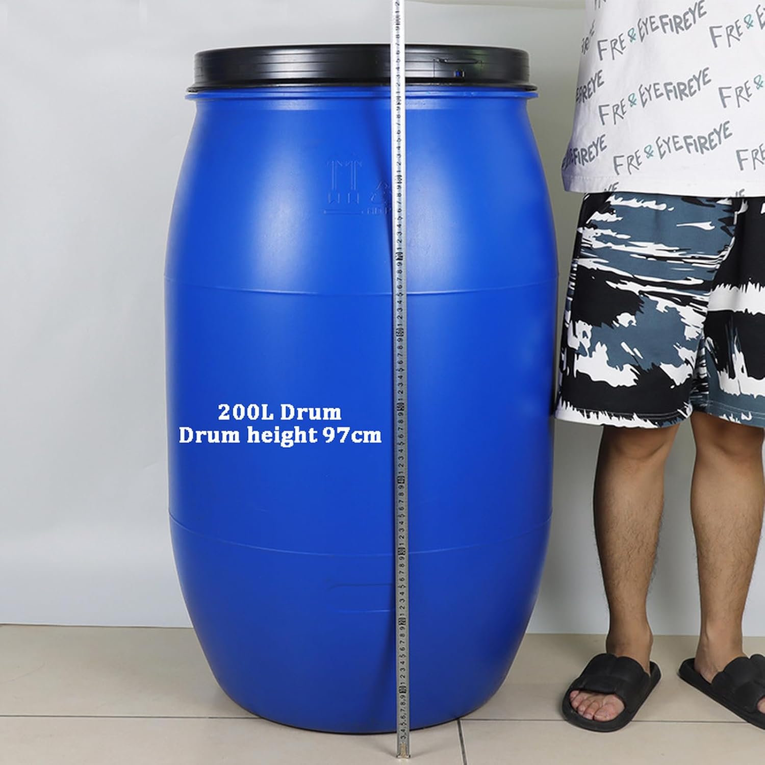 Gallon Plastic Drum with Lid,Open Head Lab Pack Drum with Lever Lock,rain Barrel,Gallon Plastic Outdoor Home Water Storage,Water Storage Tank,Durable,Reusable(60L, Blue)