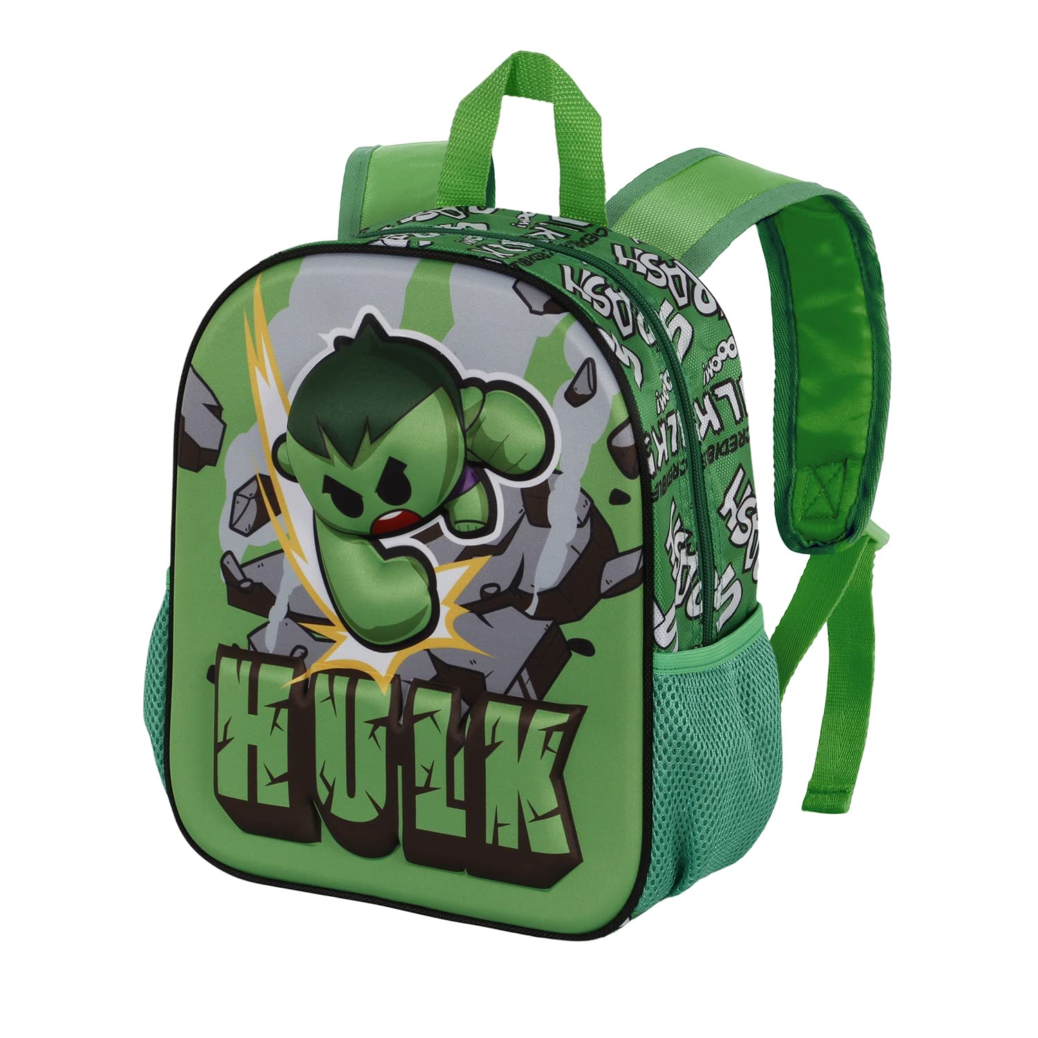 Marvel Hulk Greenmass-Mochila 3D Pequeña, Verde, 26 x 31 cm, Capacidad 8.5 L