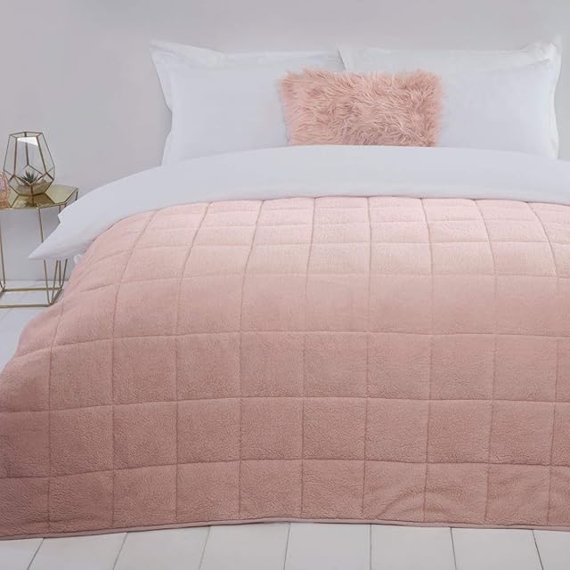 Sleepdown Weighted Blanket 8kg Soft Teddy Fleece Therapy Sensory Throw Blush Pink Anxiety Autism Insomnia Stress Sleep Relief Adults Kids - King - 150cm x 200cm (17lb)