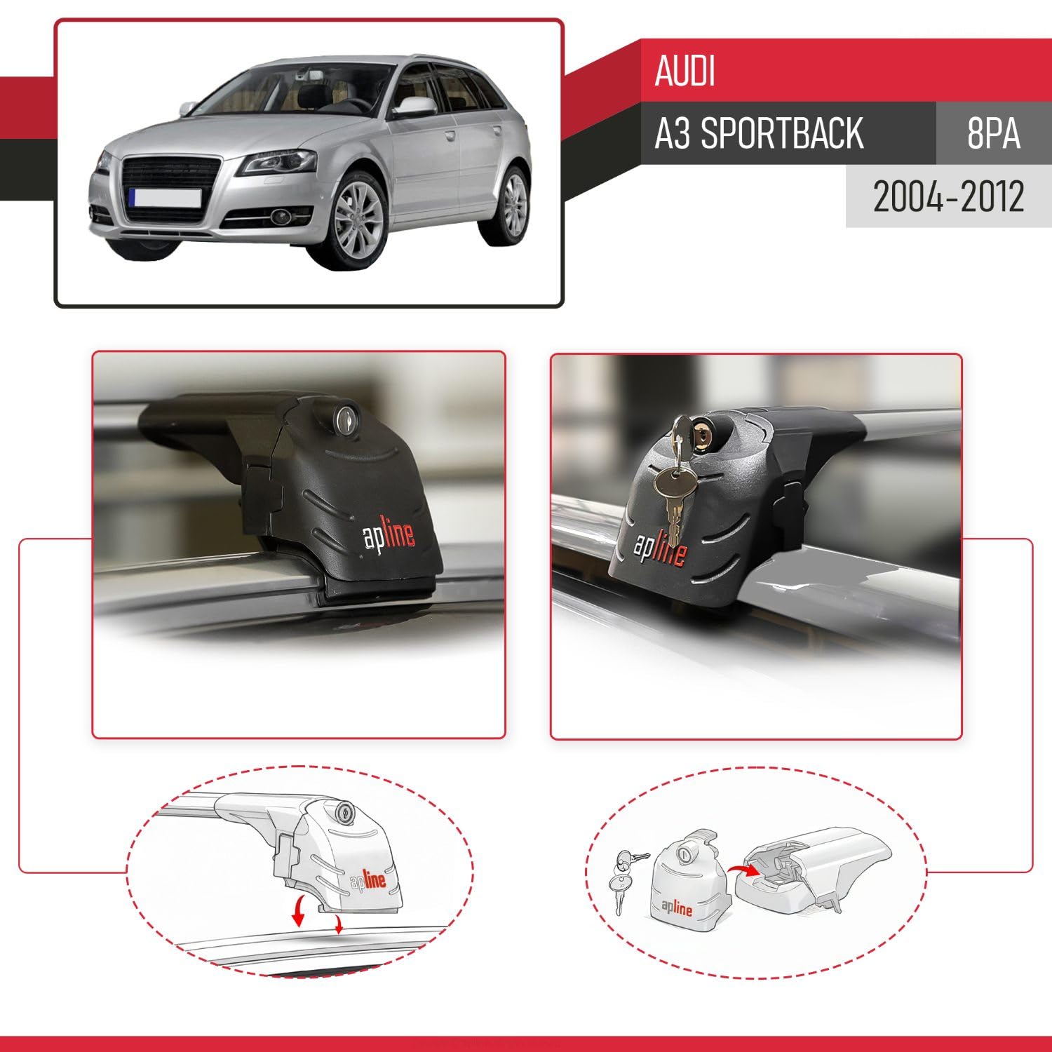 Bare Transversale K39 King Pentru Audi A3 8PA Sportback 2004-2012 Bfxb
