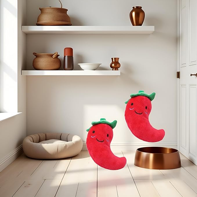 Juguetes para Perros 2 Piezas Chili, Berenjena y Maíz con Chirriador miniatura 3