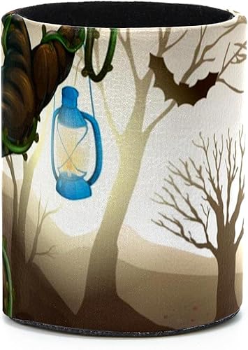 Soporte para bolígrafo para escritorio, color bosque oscuro de la noche oscura, soporte para suministros de papelería, soporte redondo de cuero para