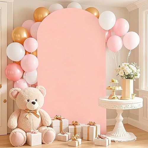 Miniatura 5 de FUHSY Cubierta de fondo para arco de boda, cubierta redonda de 5 pies, cubierta de arco de boda, fundas arqueadas de fiesta, tela elástica para