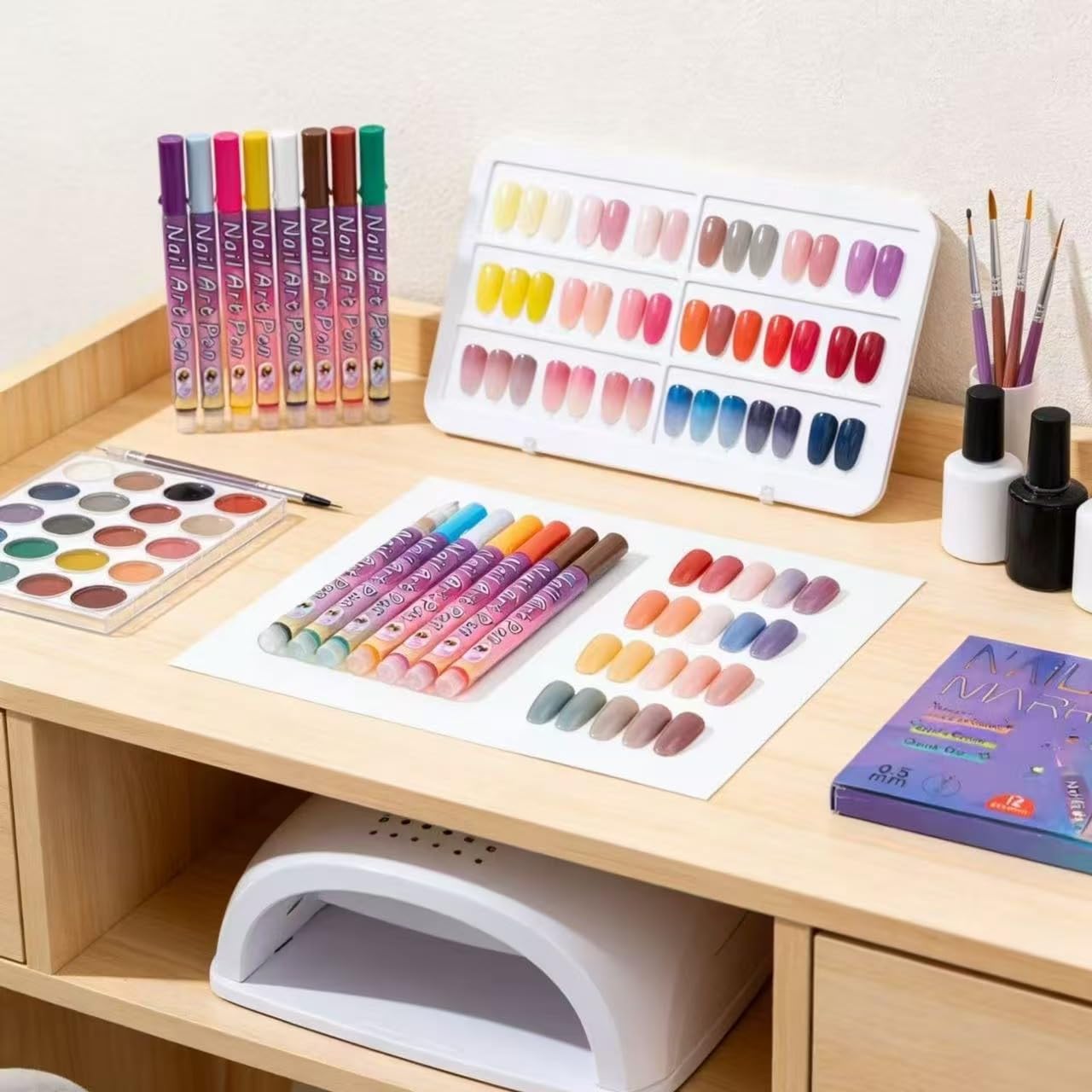 12 Colors Nail Art Pens, 0.5 MM Nail Polish Pens Set Drawing Painting Point Liner Acrylic Painted Pen Kit, Waterproof and Quick-drying Nail for DIY Nails Art Design Manicure Tools
