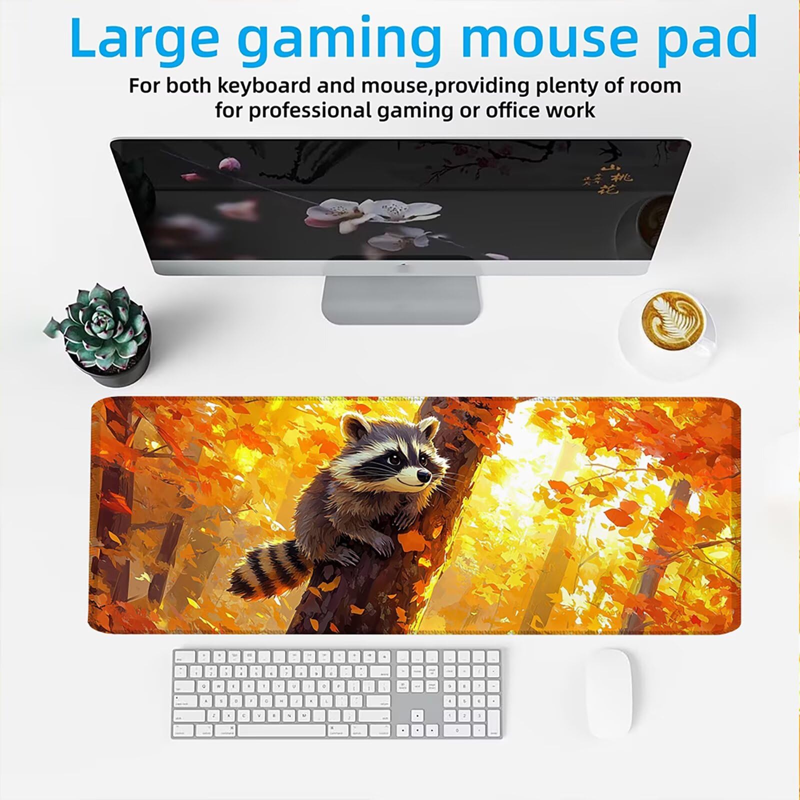 Podkładka pod mysz XXL 1500 x 800 mm mata biurkowa, duża, wielofunkcyjna i przedłużona mata na biurko, ochrona na biurko z podstawą antypoślizgową, do wszystkich rodzajów myszy do gier - szop pracz