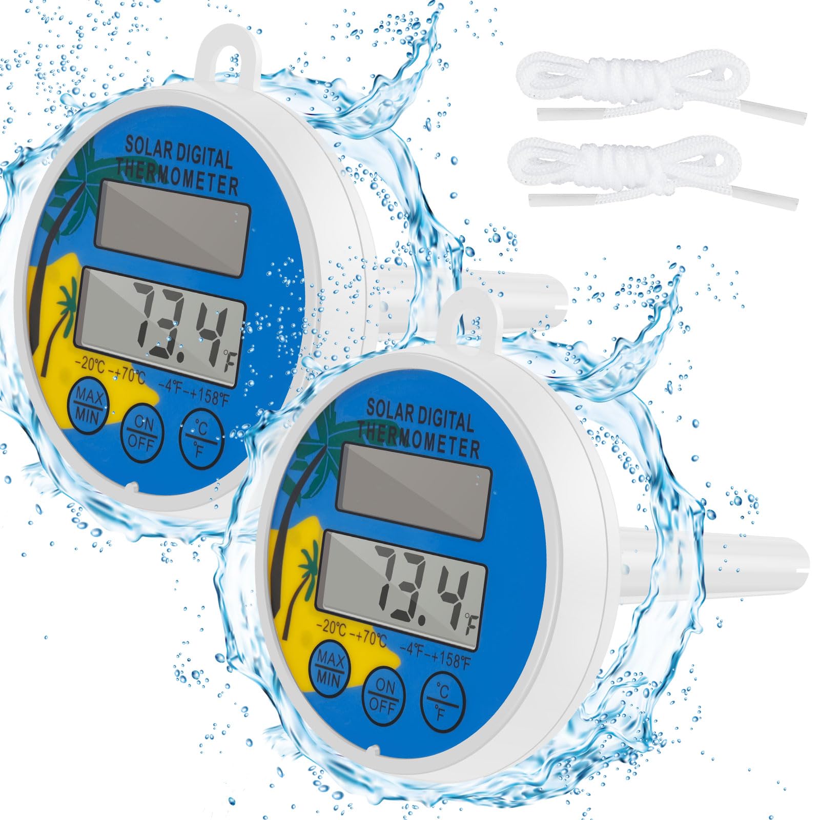 2 Pcs Floating Pool Thermometer, Solar Pool Thermometer with String ...