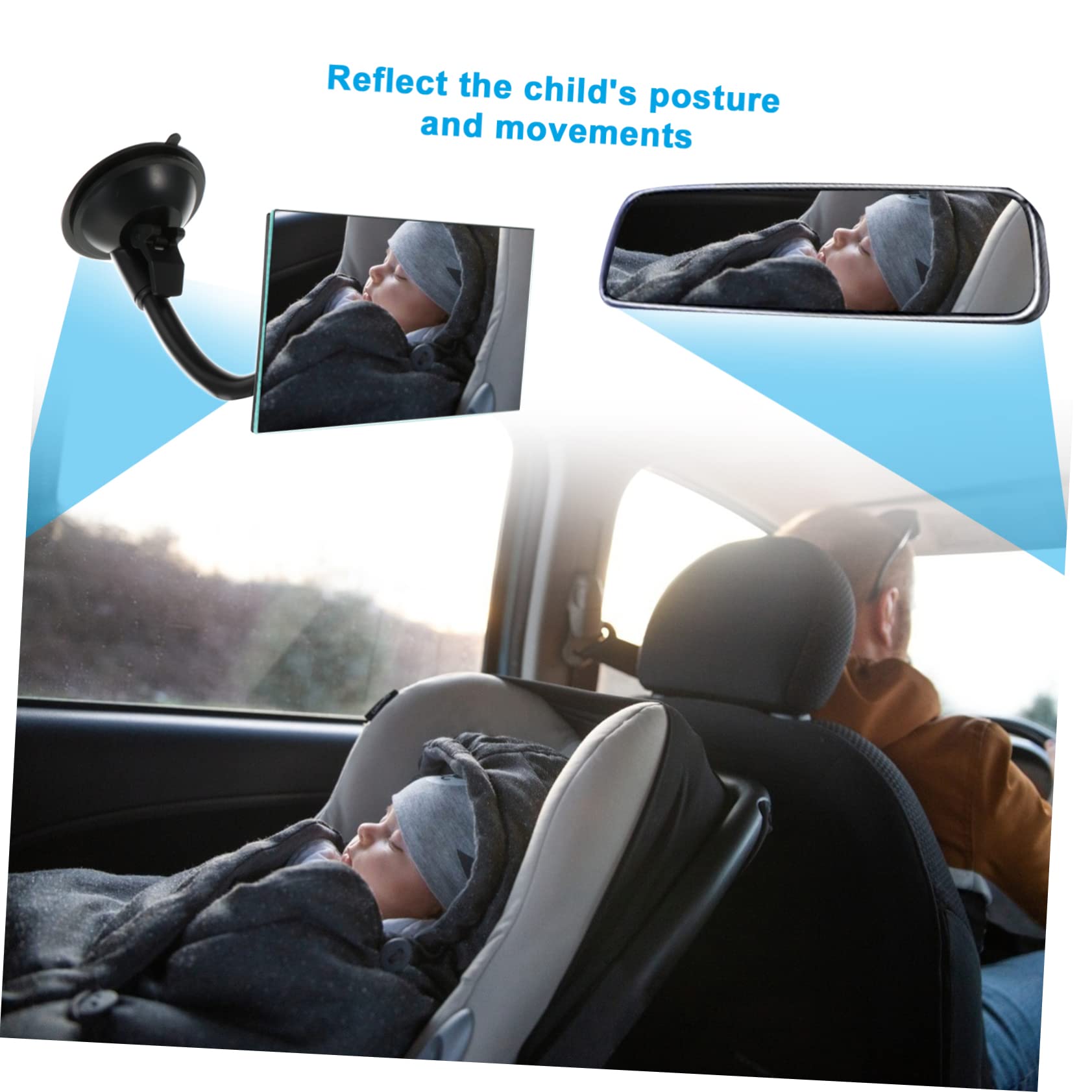 Yardwe 3 Pièces Miroir de Sécurité Garçon Fille pour Voiture Rétroviseur Intérieur Ajustable Angle Mort Accessoire Pratique et Durable pour Voitures et Familles