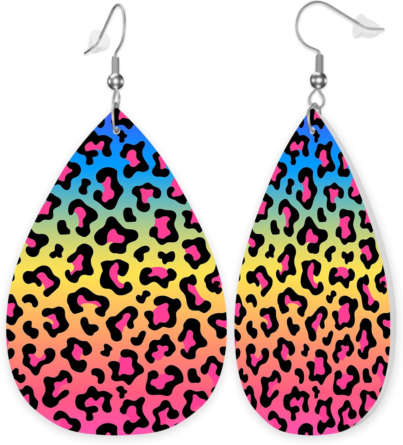 Leather Earrings Set, Lightweight Faux Leather Teardrop Dangle Earrings, Teardrop Jewelry Earrings