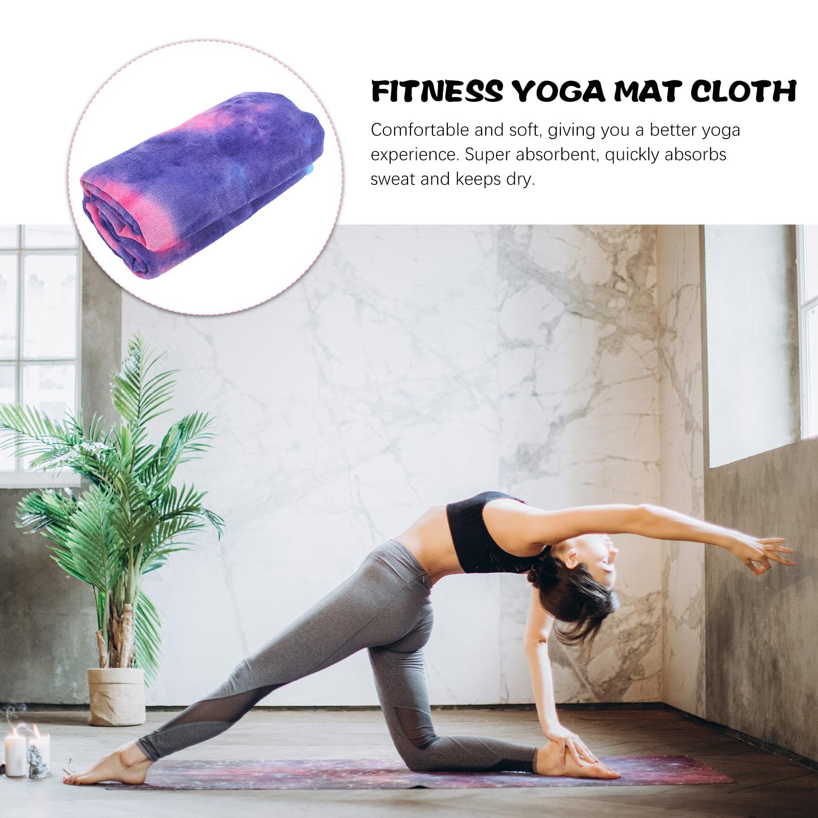 Outanaya Esterilla de Yoga Acolchada de Fibra Superfina Gruesa, Cojín Protector para Rodillas y Codos, Tapete Flexible para Ejercicios de Pilates y Fitness, Color Púrpura Bolsa de Malla,