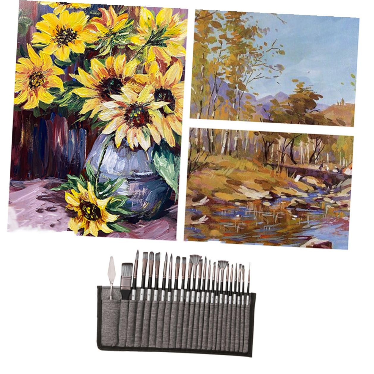 Kit de 24 Pinceaux de Peinture en Nylon avec Paquet, Ensemble Polyvalent pour Dessin à Peindre et Dessin à L'aquarelle, Forme Simple et Style Élégant