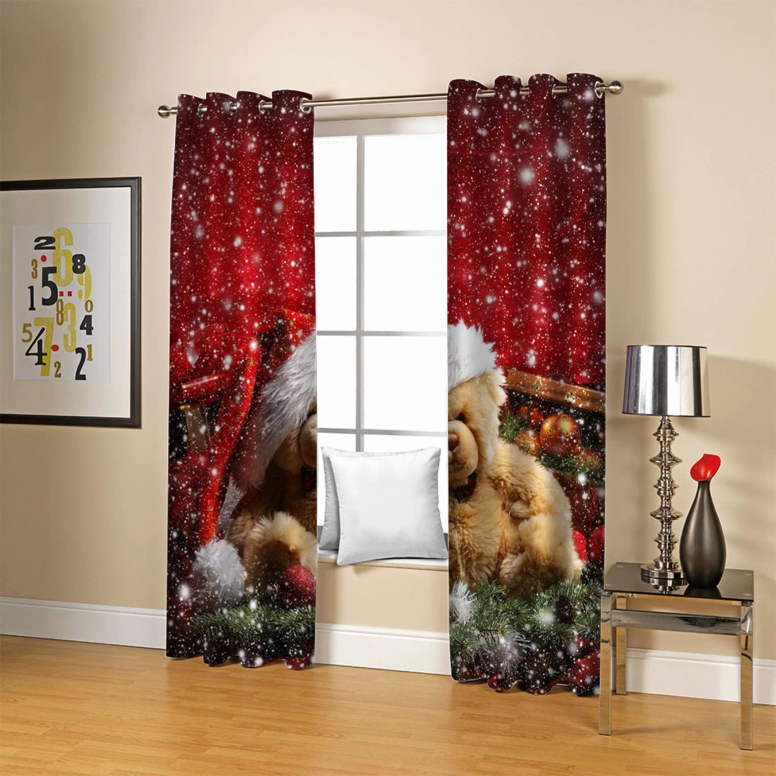 Cortinas Infantiles Niña Niño Bebe Habitacion Opacas Para Ventanas Dibujos Animados De Navidad 280X260Cm Cortinas Salon Modernas Dormitorio Juvenil 2 Piezas Cortinas Opacas Termicas Aislantes Frio Y