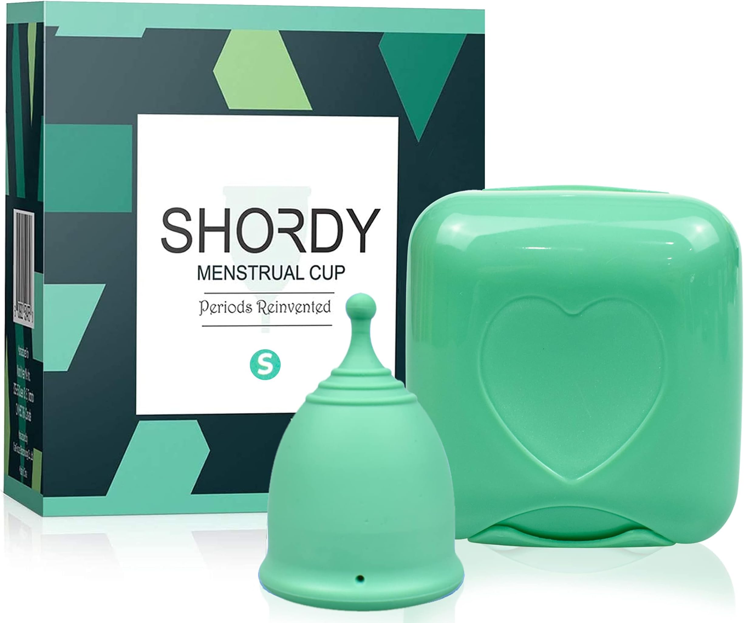 Menstrual Cup with Mini Box, Period Cup Made with Medical Grade Silicone, Better Alternative to Sanitary Pads and Tampons, Hygienic and Safe (Green S (Pack of 1))