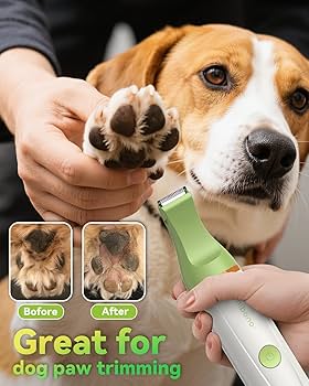 Unibono Dog Grooming Clipper Kit, Rechargeable Pet Clipper For Dogs Cats Strong But Quiet For Paws Eyes Ears Face With Grooming Scissors Comb Yellow
