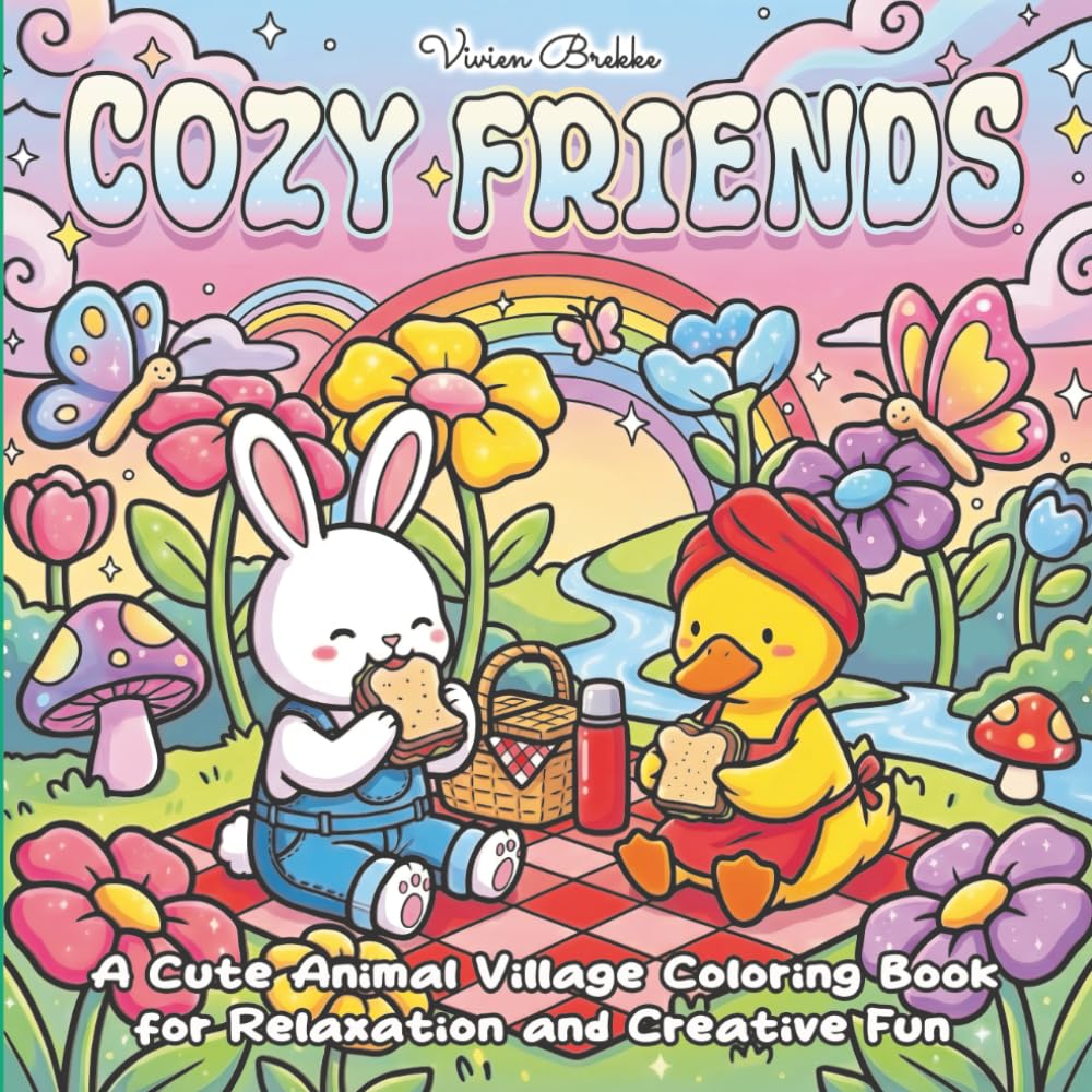 Cozy Friends: A Cute Animal Village Coloring Book for Relaxation and Creative Fun