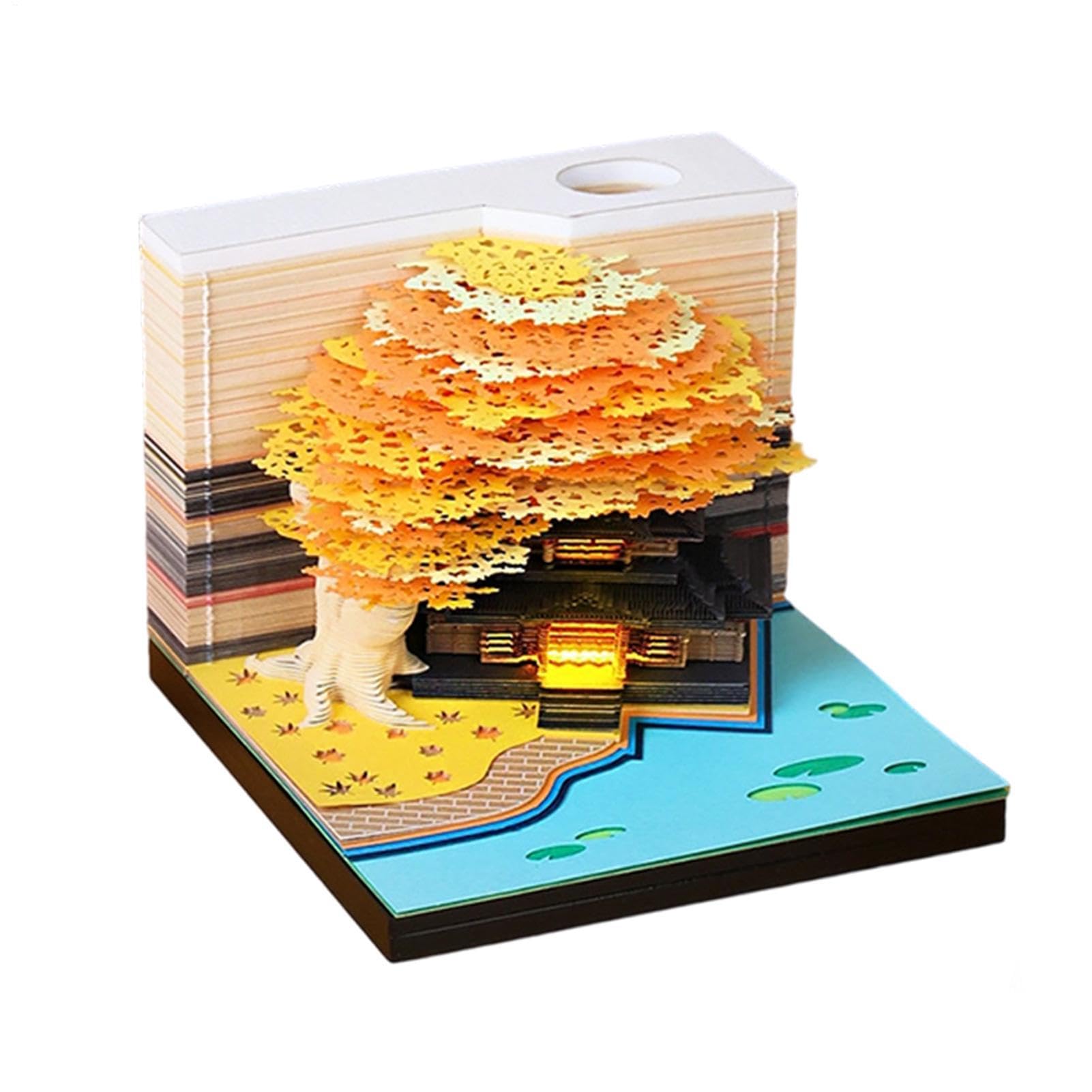 3D Kalender 2027 Desktop 3D-Schnitz-Zeitmesser-Notizblock 2027 | Abreißbarer Dekorationskalender Für Bücherregal, Homeoffice, Schule, Studentenwohnheim, Wohnung, Schlafzimmer, Wohnzimmer