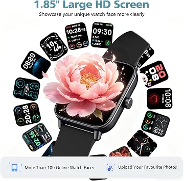 Smart Watches for Women, 1.85 Alexa Fitness Trackers with Call & SMS, Heart Rate, SpO2, Stress & Sleep Monitor, IP68 Waterproof Smartwatch for Android iPhone Samsung etc., 100+ Sports Modes, 2 Bands