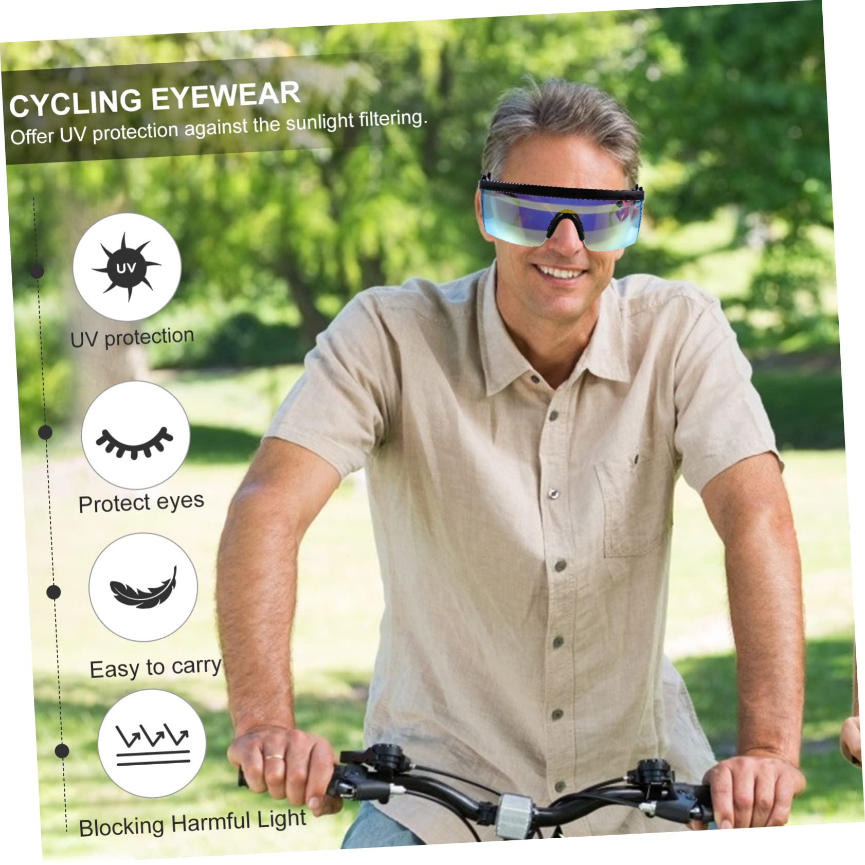 ifundom 3pezzi Occhiali Da Sole Per Ciclismo Equitazione e Attività All Aperto Design Vintage Anni Lenti Ad Alta Definizione Utilizzo Multi-sport