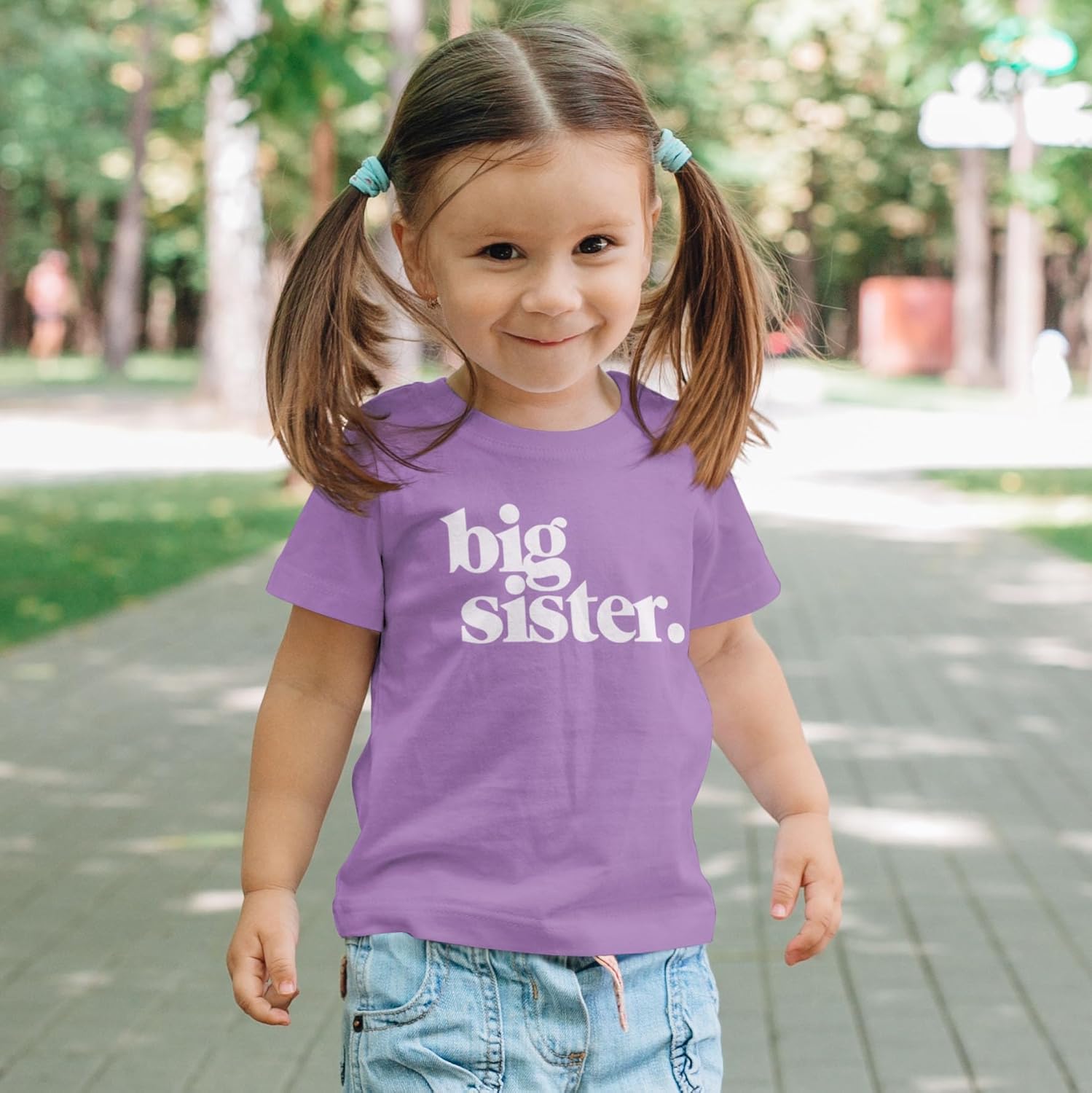 Bold Big Sister Colorful Sibling Reveal Announcement T-Shirt for Baby and Toddler Girls Sibling Outfits - Image 4