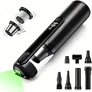 Car Vacuum, Handheld Vacuum Cordless 19000Pa, 4-in-1 Mini Portable Cleaner with Green LED Detection Light, 2 Modes for Car, Home, Office, Desk & Keyboards, Rechargeable, Washable Filter