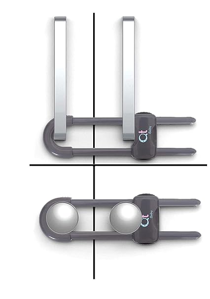 Baby Proofing Cabinet Locks | Adjustable U Shaped Baby Safety Latches for Drawers, Fridge, Closet |Modern Baby Proofing Cabinet Lock with Extra Secure Lock Buttons (Pack of 4)