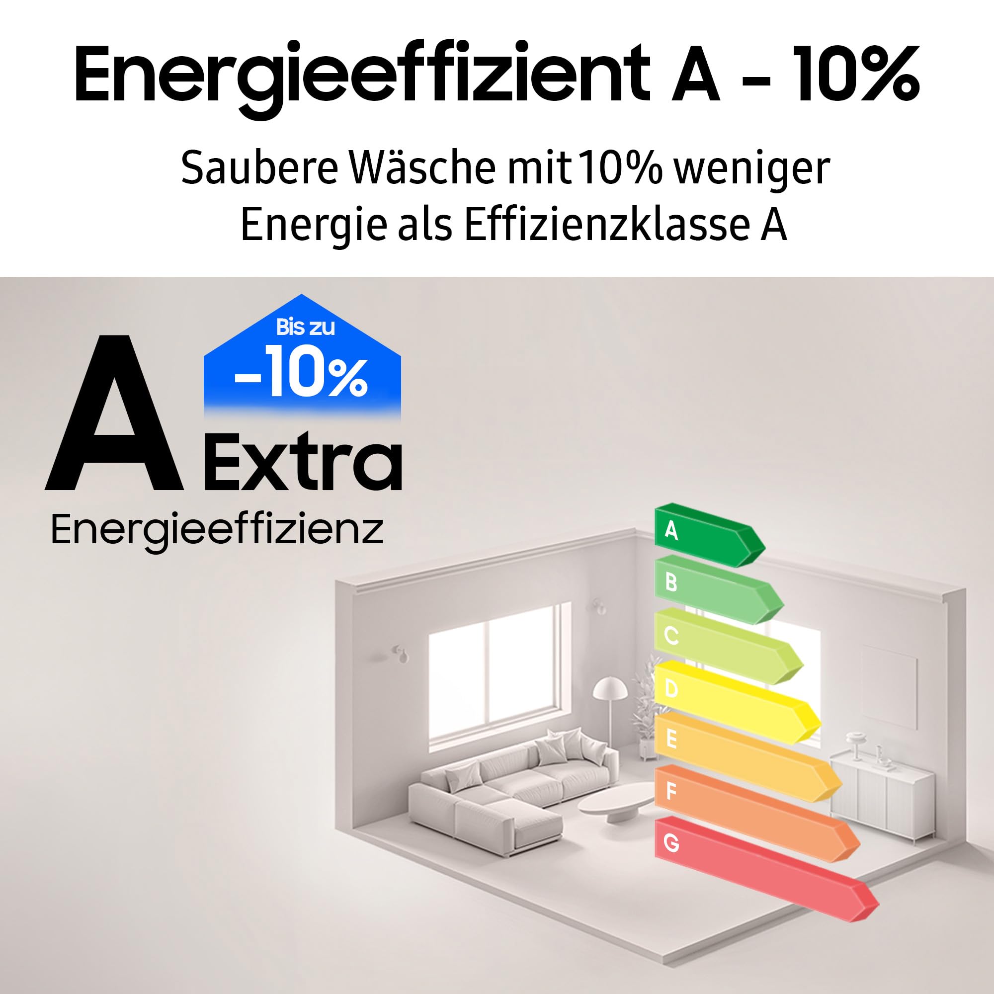Samsung WW90DG5G34AEEG Waschmaschine WW5100D SLIM 9 kg 48 cm tief Dampfprogramm AI Energy Mode Ecobubble WiFi Mikroplastik-Programm AI Wash SuperSpeed 39 Min. Weiß
