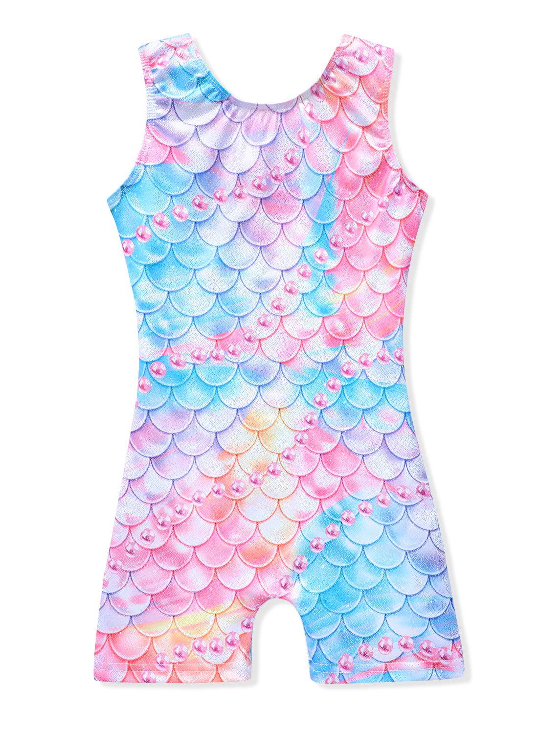 Leotards for Girls Gymnastics Toddler Dance Biketards Mermaid Unicorn Athletic Dance Wear Shiny Rainbow Blue Hotpink
