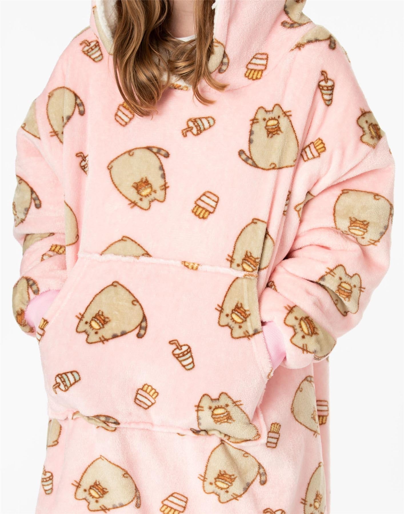Pusheen Oversized Blanket Hoodie Kids Girls Tabby Cat Snacks