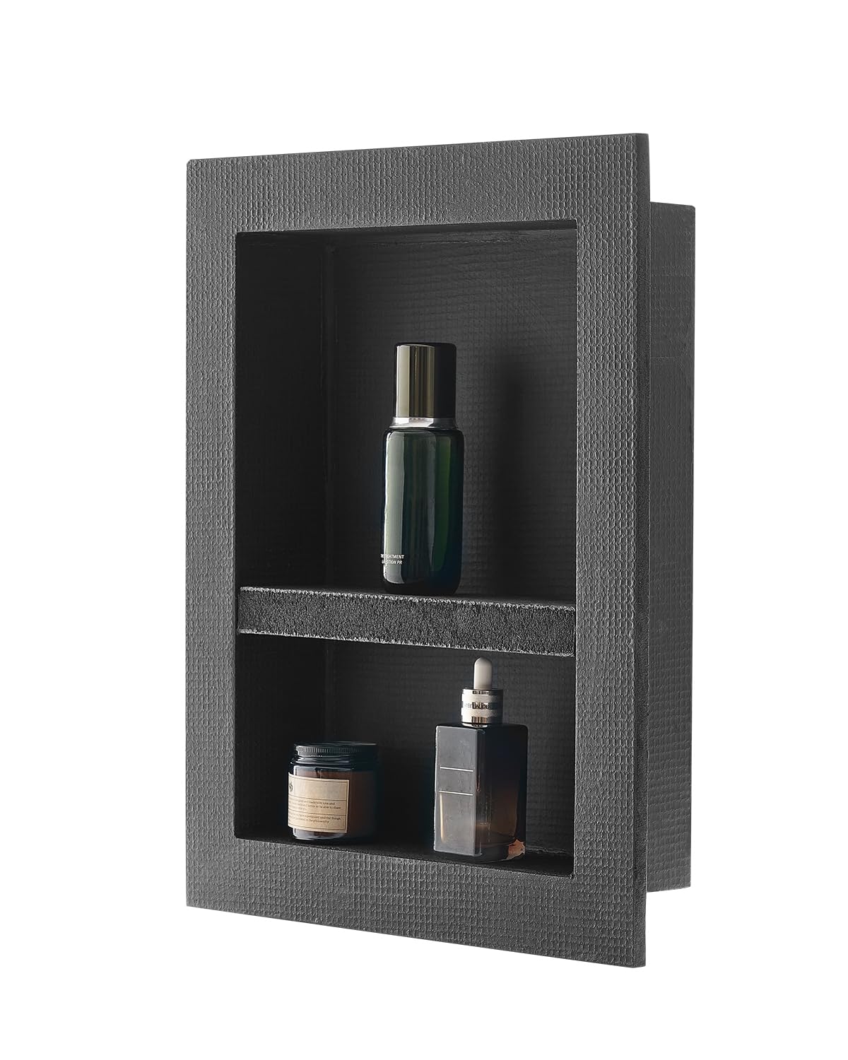 VEVOR Shower Niche, 16 x 20 x 4 inch Recessed Wall Niche with Movable Divider Shelf, Modern Soap &amp; Shampoo Storage Organizer, Square Corners, Sealed Waterproof Design, Black for Bathroom Shower