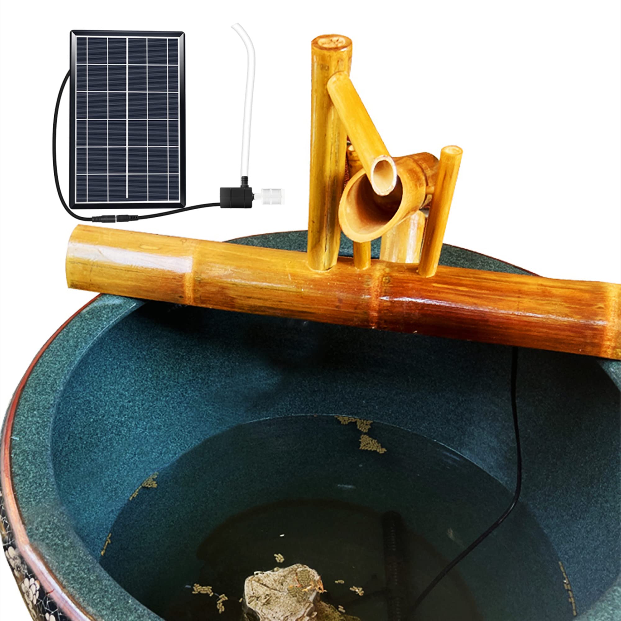 Zewnętrzny zestaw fontanny solarnej z pompką, ekologiczna funkcja wody do ogrodów, tarasów i podwórek, relaksujący dźwięk wody, łatwa instalacja