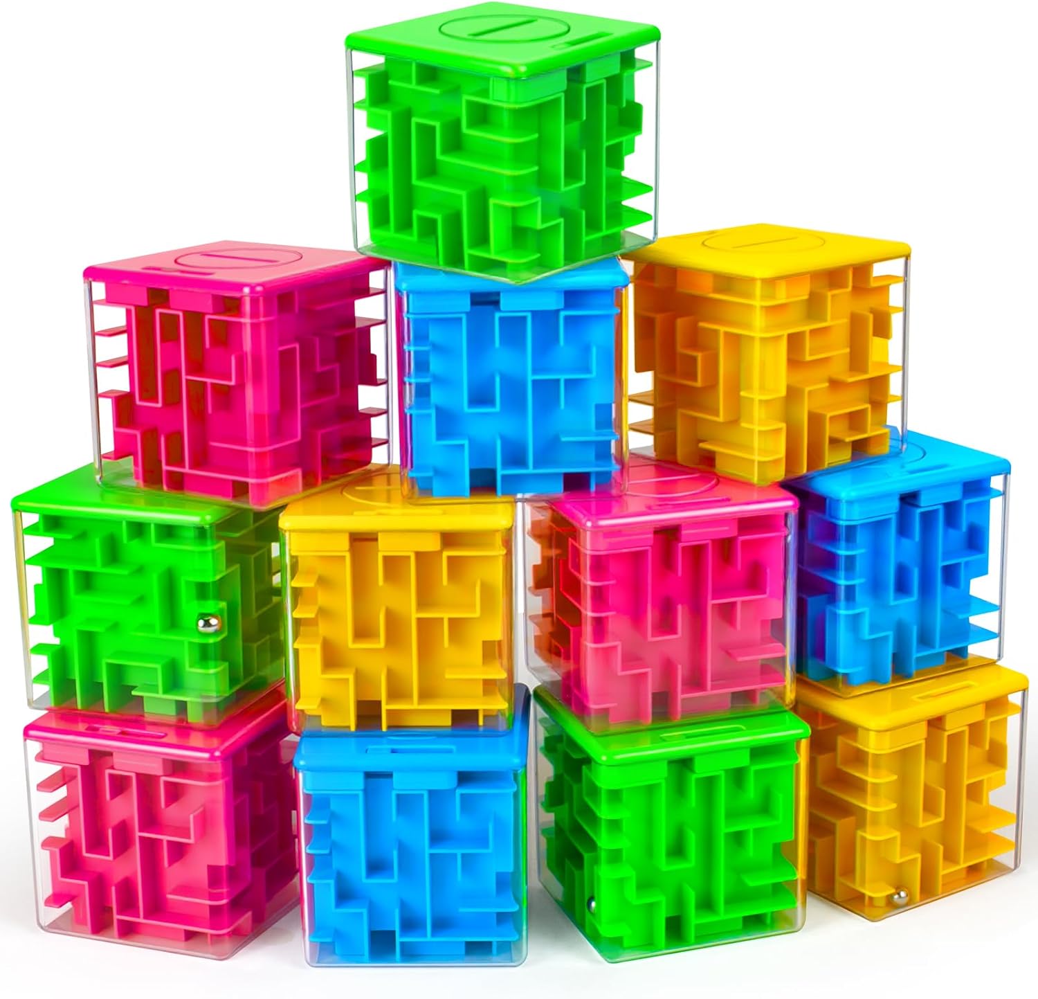 10 Pack Money Maze Puzzle Gift Boxes(4 Colors), 3D Mazes Magic Cube Money Puzzle Box Toy Set Brain Teasers for Kids Teens and Adults Birthday Party Favors Classroom Prizes